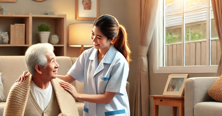Homewell trained caregiver with client